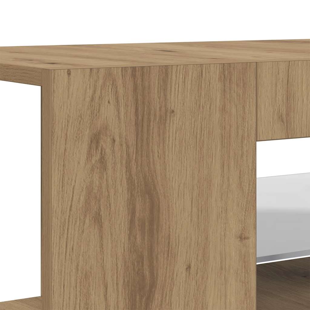 Meuble TV avec lumières LED chêne artisanal bois d'ingénierie - XIOS
