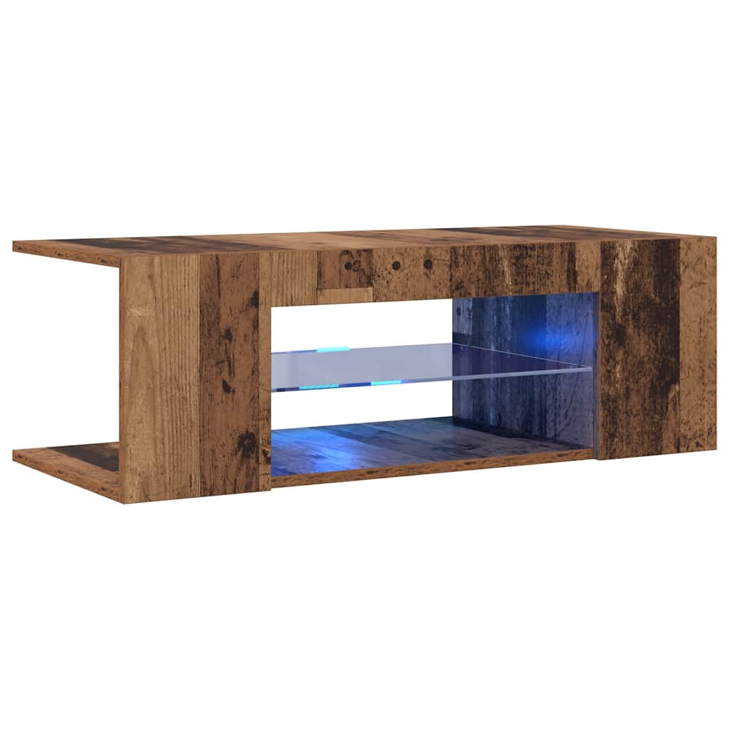 Meuble TV avec lumières LED vieux bois bois d'ingénierie - XIOS
