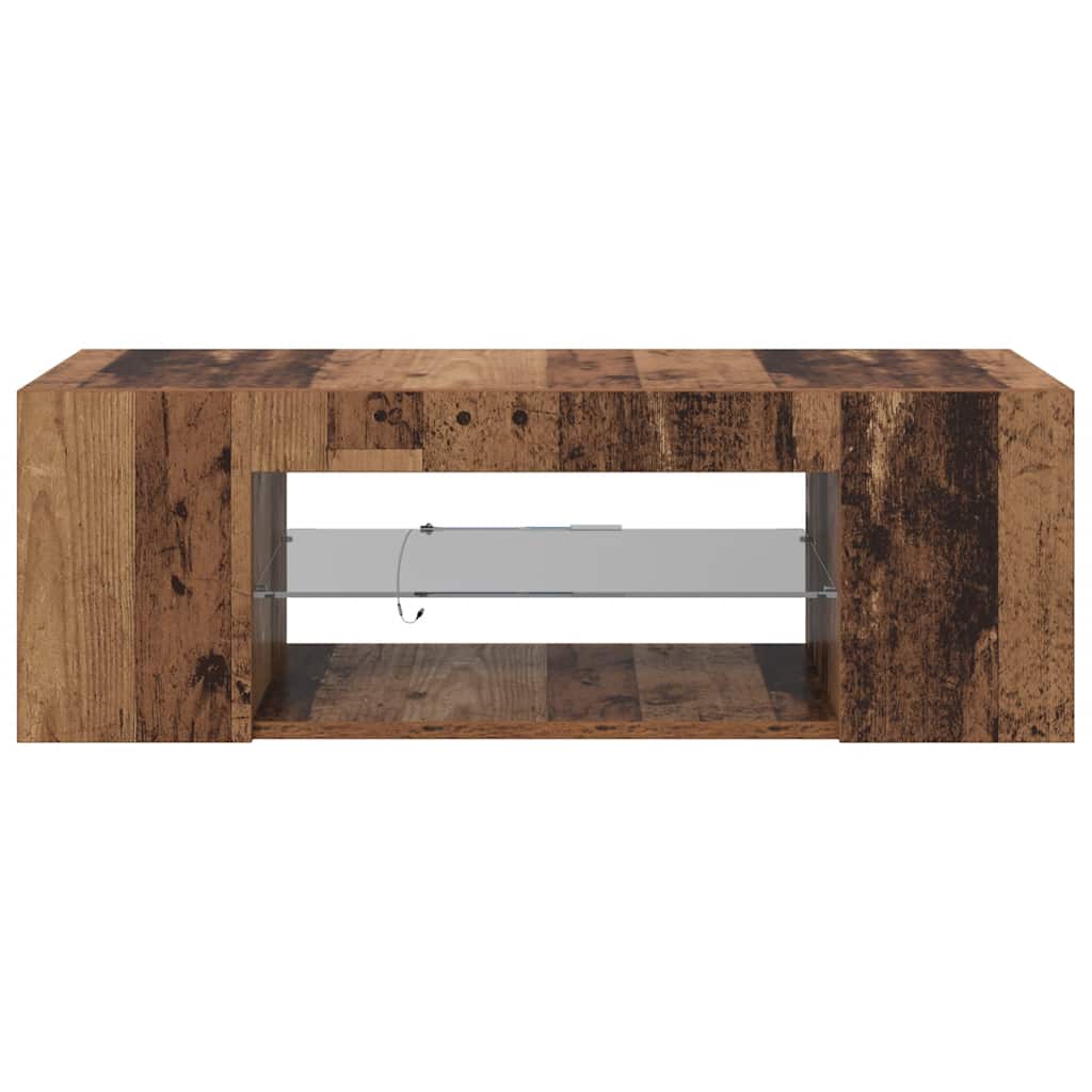 Meuble TV avec lumières LED vieux bois bois d'ingénierie - XIOS