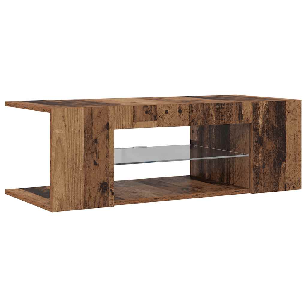 Meuble TV avec lumières LED vieux bois bois d'ingénierie - XIOS