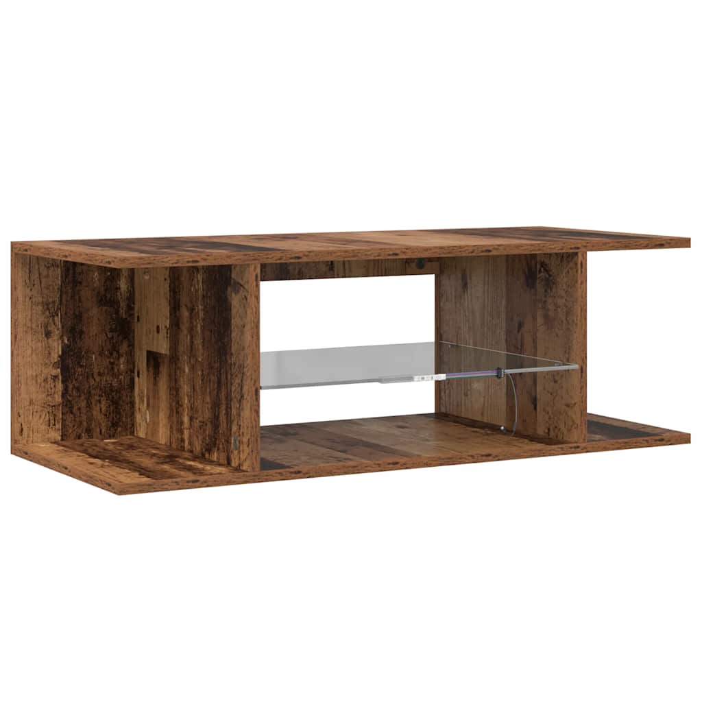 Meuble TV avec lumières LED vieux bois bois d'ingénierie - XIOS