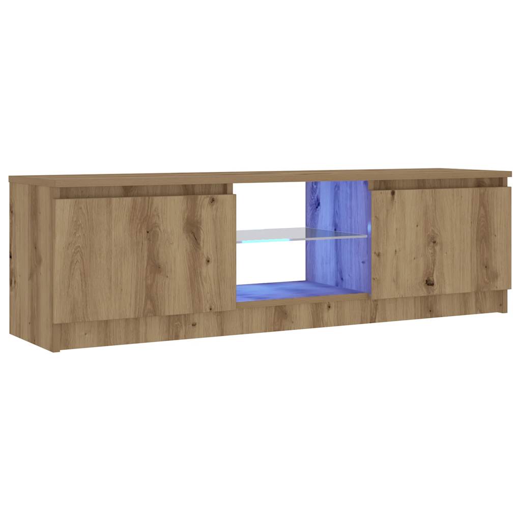 Meuble TV avec lumières LED chêne artisanal bois d'ingénierie - XIOS