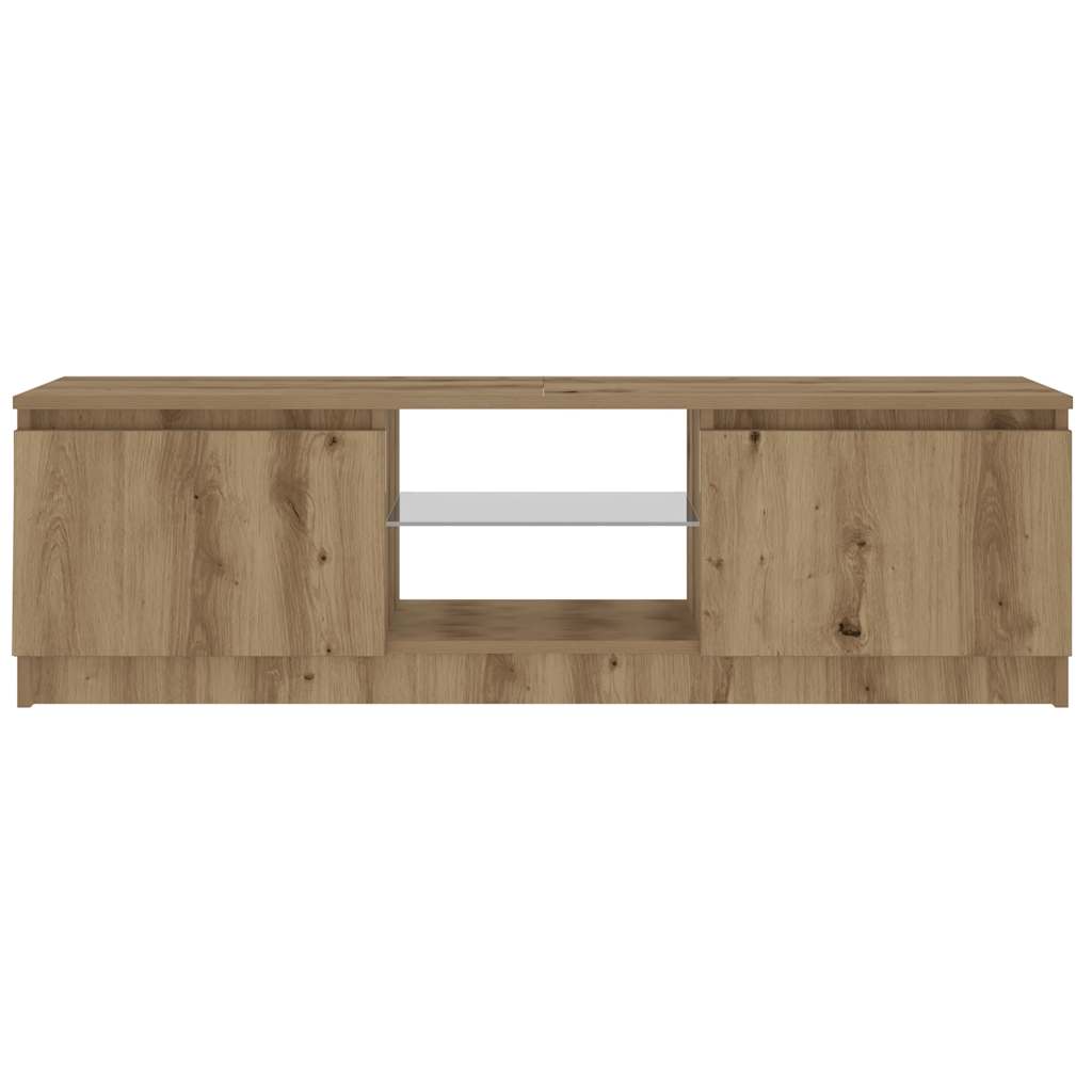 Meuble TV avec lumières LED chêne artisanal bois d'ingénierie - XIOS