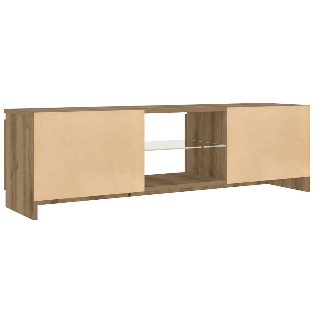 Meuble TV avec lumières LED chêne artisanal bois d'ingénierie - XIOS