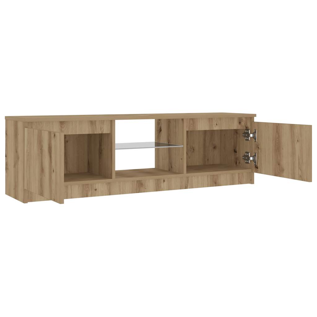 Meuble TV avec lumières LED chêne artisanal bois d'ingénierie - XIOS