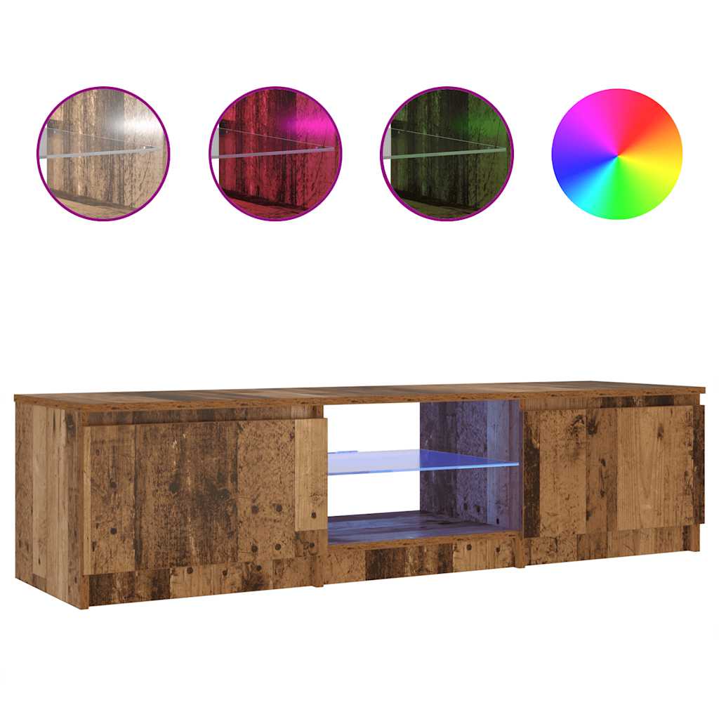 Meuble TV avec lumières LED vieux bois bois d'ingénierie - XIOS