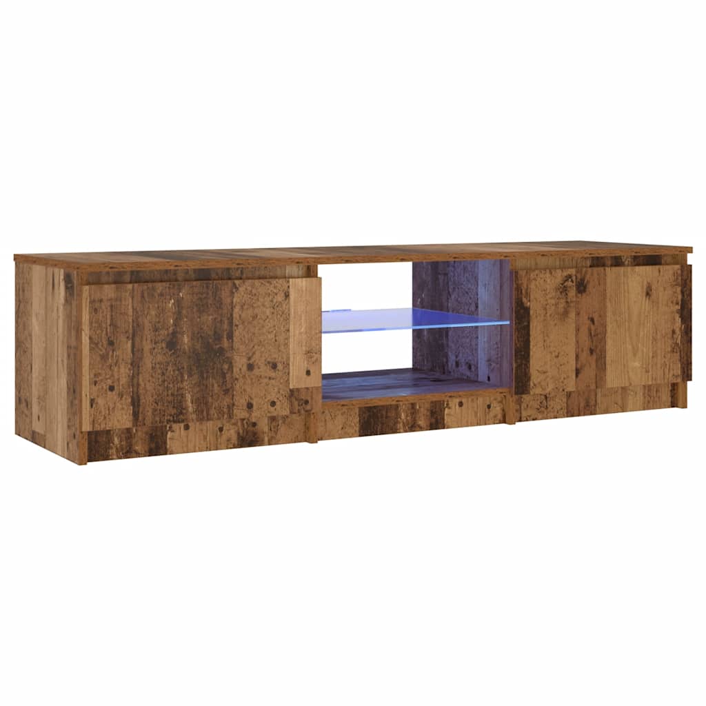Meuble TV avec lumières LED vieux bois bois d'ingénierie - XIOS