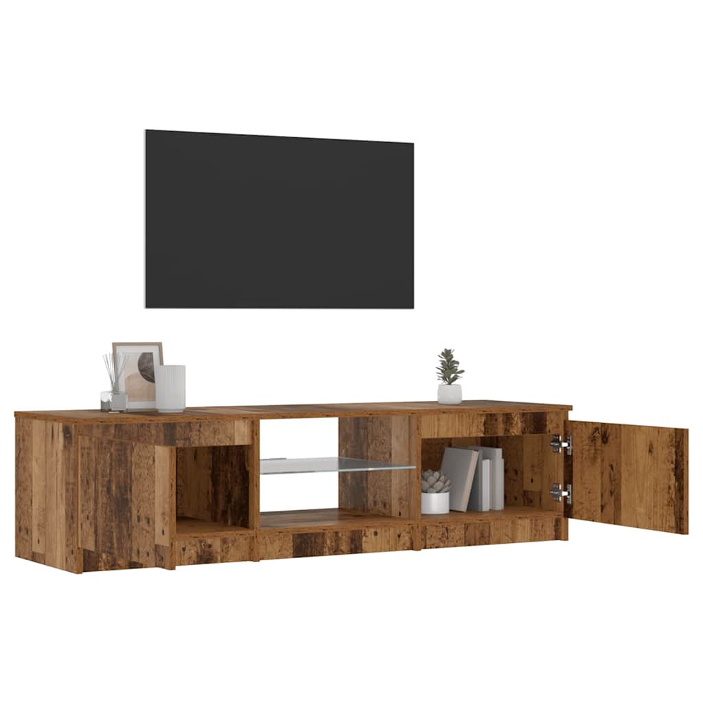 Meuble TV avec lumières LED vieux bois bois d'ingénierie - XIOS