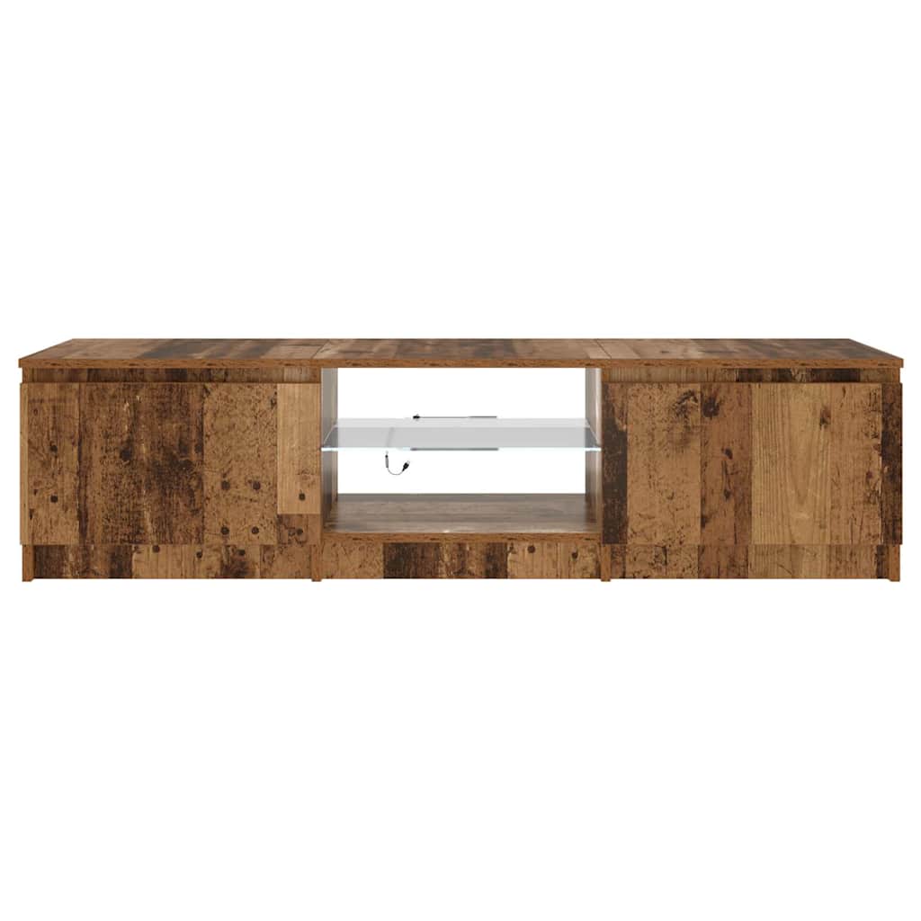 Meuble TV avec lumières LED vieux bois bois d'ingénierie - XIOS