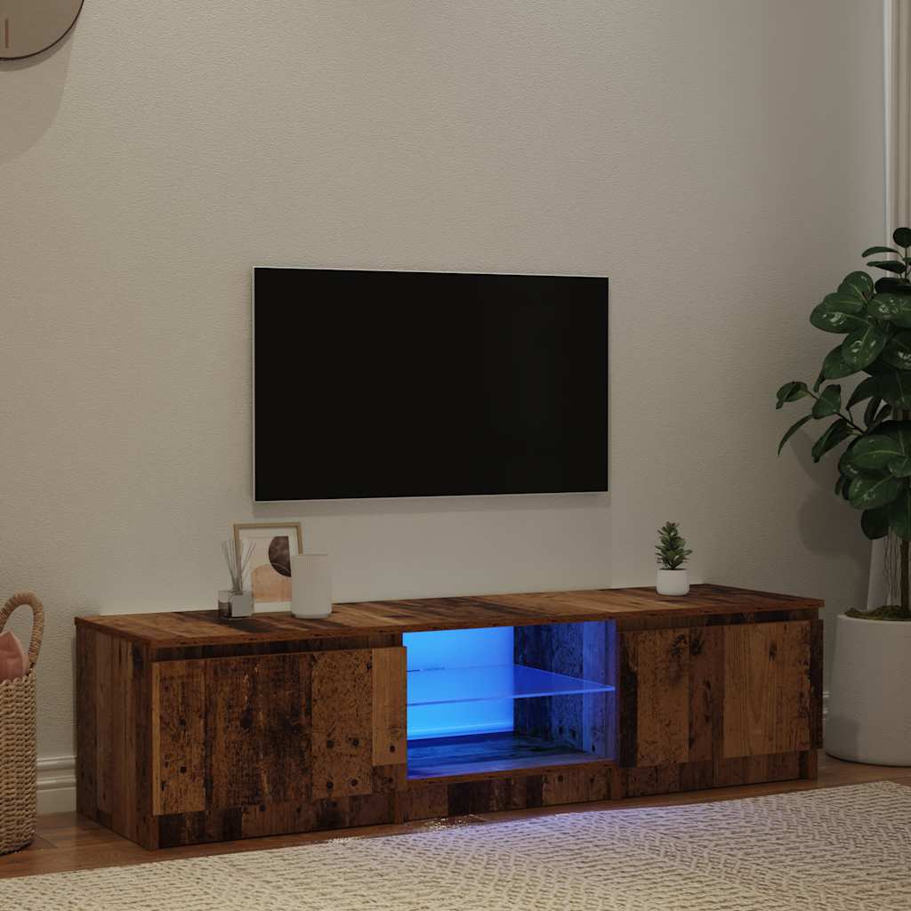Meuble TV avec lumières LED vieux bois bois d'ingénierie - XIOS