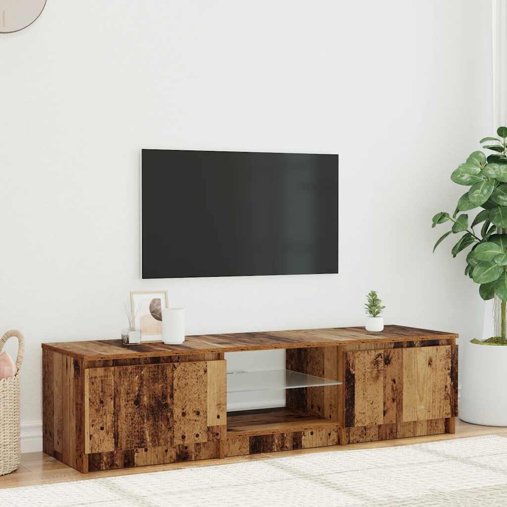 Meuble TV avec lumières LED vieux bois bois d'ingénierie - XIOS