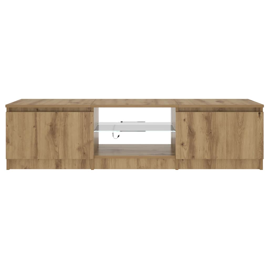 Meuble TV avec lumières LED chêne artisanal bois d'ingénierie - XIOS