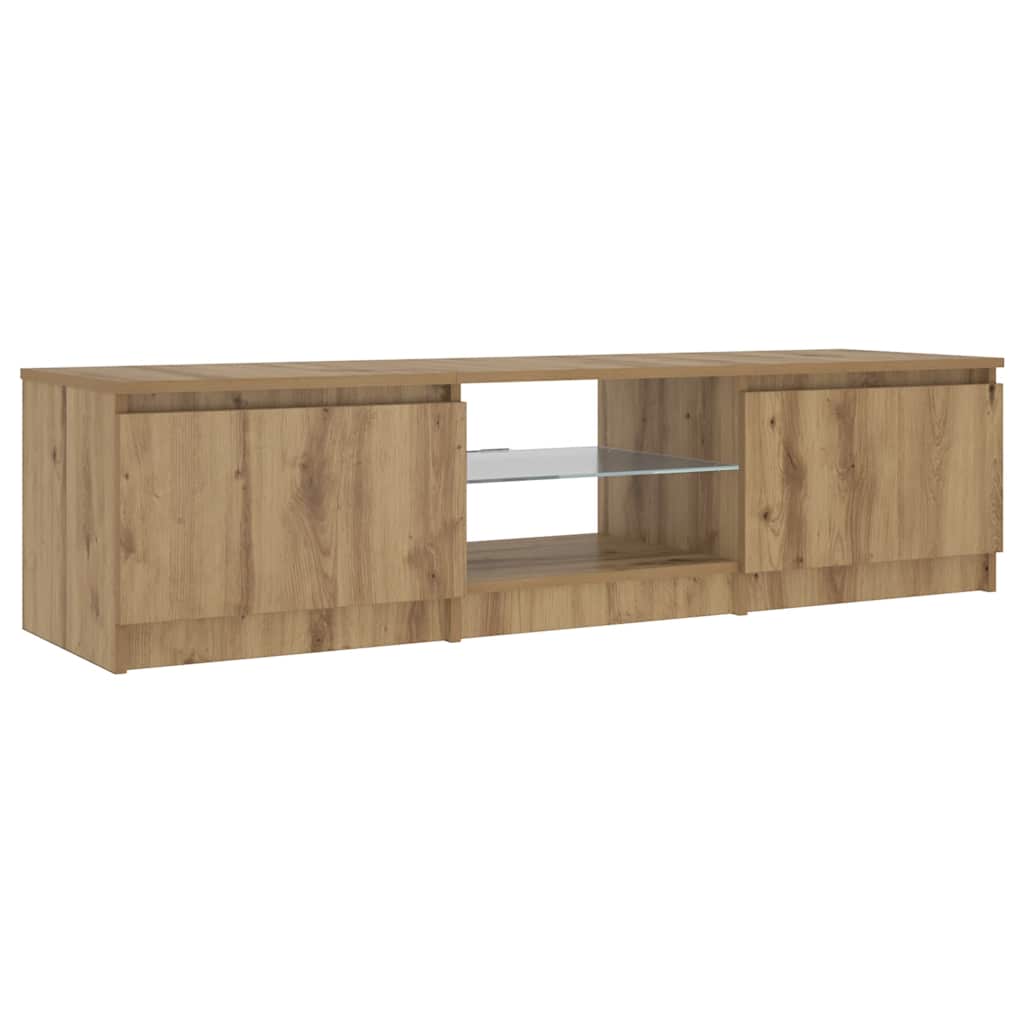 Meuble TV avec lumières LED chêne artisanal bois d'ingénierie - XIOS