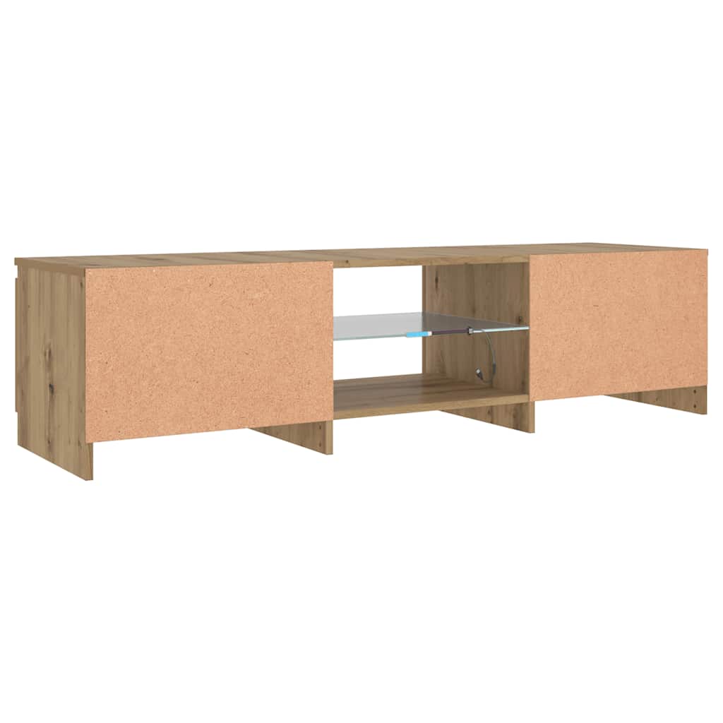 Meuble TV avec lumières LED chêne artisanal bois d'ingénierie - XIOS