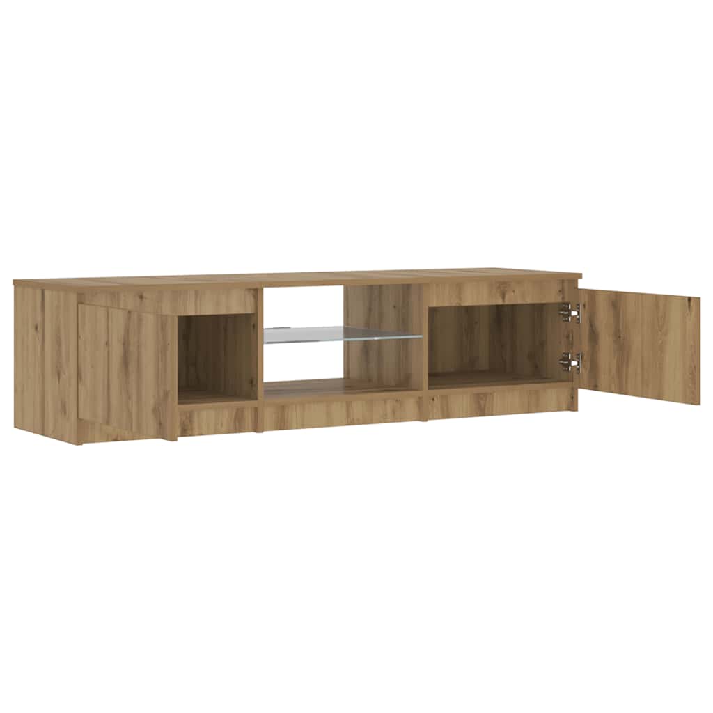 Meuble TV avec lumières LED chêne artisanal bois d'ingénierie - XIOS