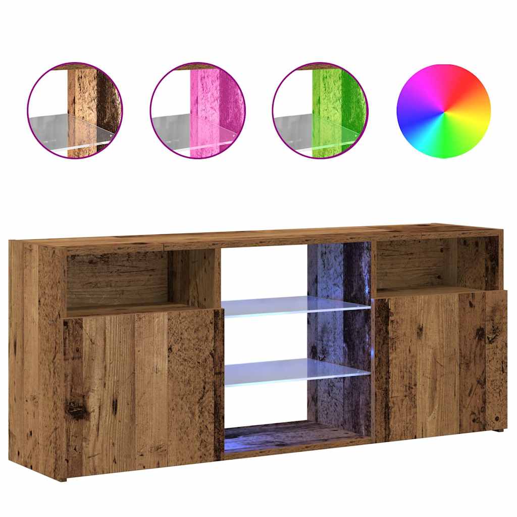 Meuble TV avec lumières LED vieux bois bois d'ingénierie - XIOS