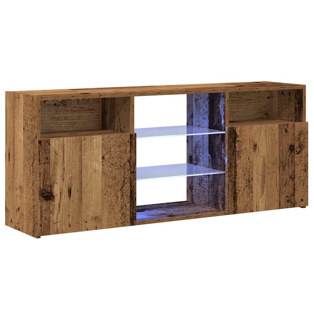 Meuble TV avec lumières LED vieux bois bois d'ingénierie - XIOS
