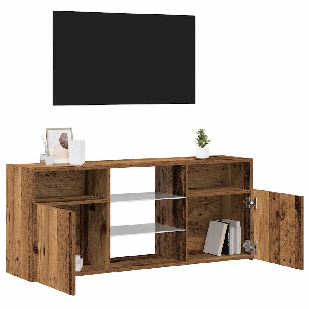 Meuble TV avec lumières LED vieux bois bois d'ingénierie - XIOS