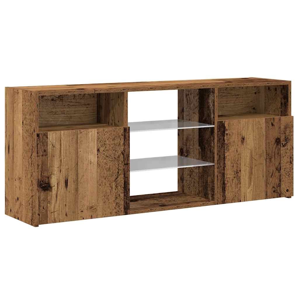 Meuble TV avec lumières LED vieux bois bois d'ingénierie - XIOS