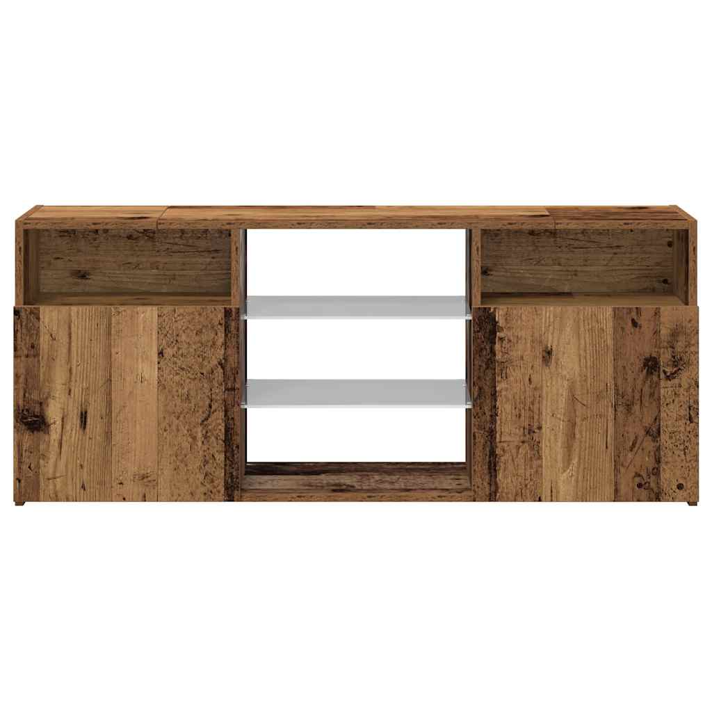 Meuble TV avec lumières LED vieux bois bois d'ingénierie - XIOS