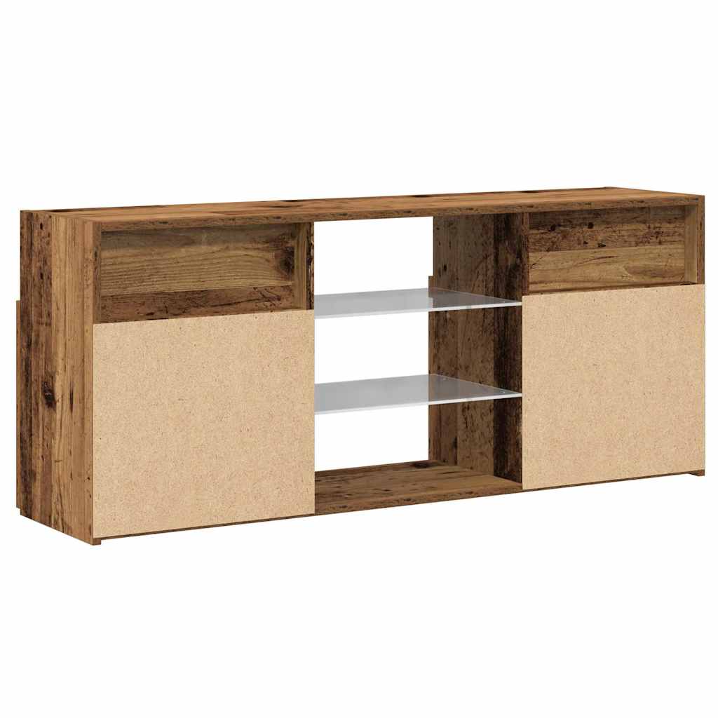 Meuble TV avec lumières LED vieux bois bois d'ingénierie - XIOS