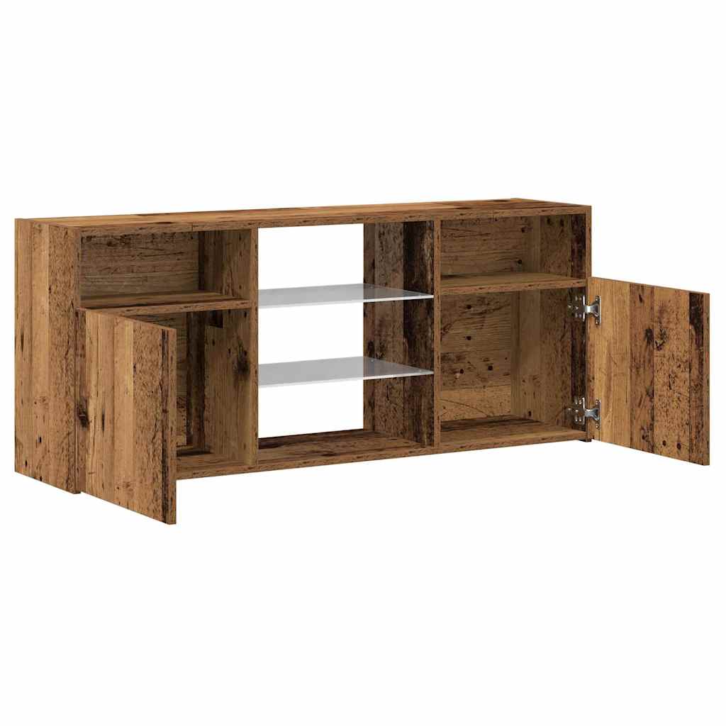 Meuble TV avec lumières LED vieux bois bois d'ingénierie - XIOS