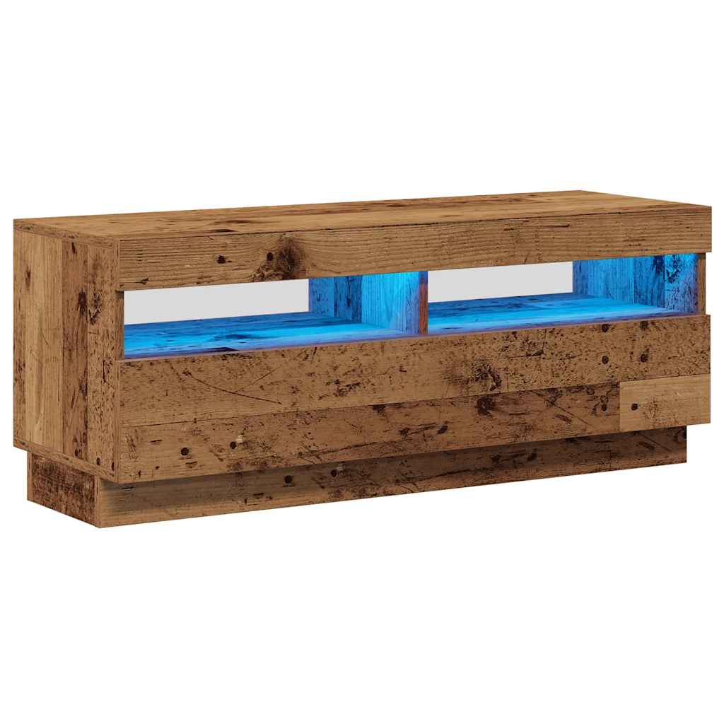 Meuble TV avec lumières LED vieux bois bois d'ingénierie - XIOS