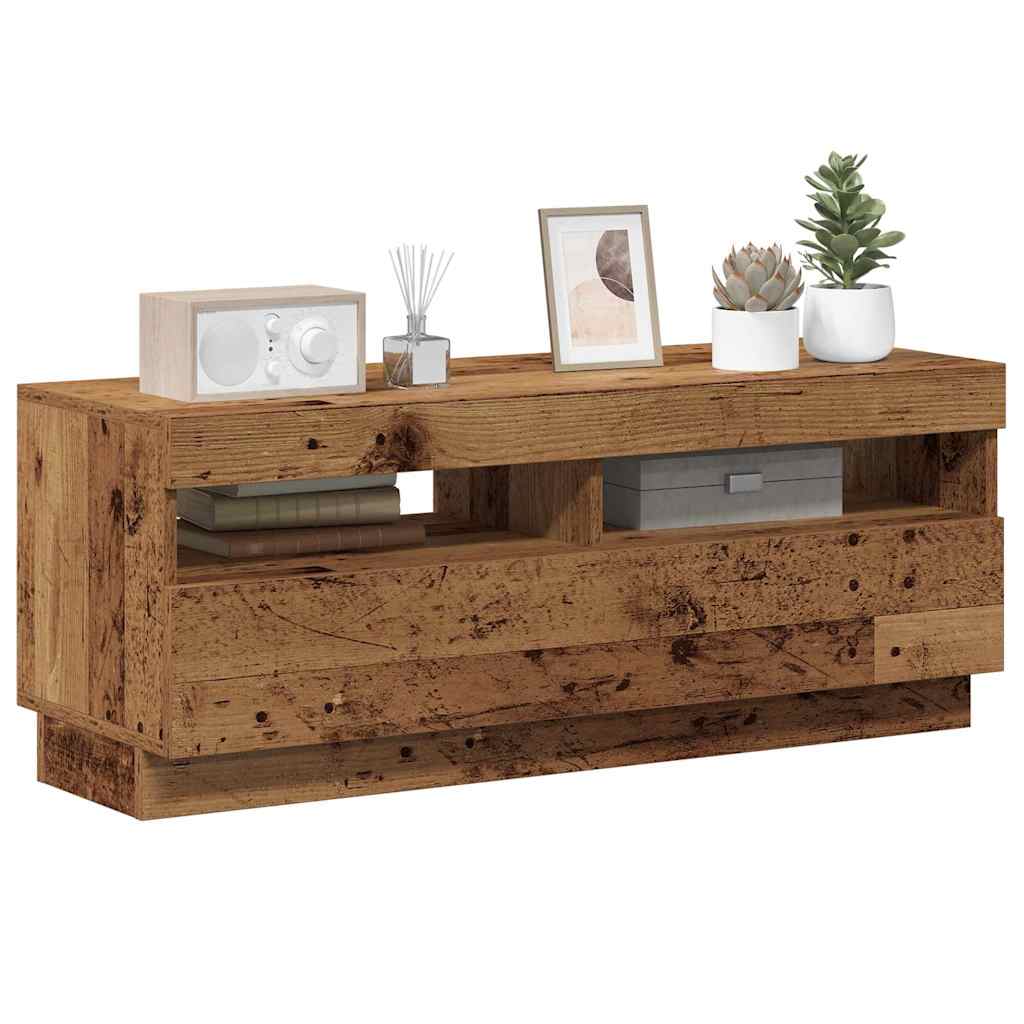 Meuble TV avec lumières LED vieux bois bois d'ingénierie - XIOS