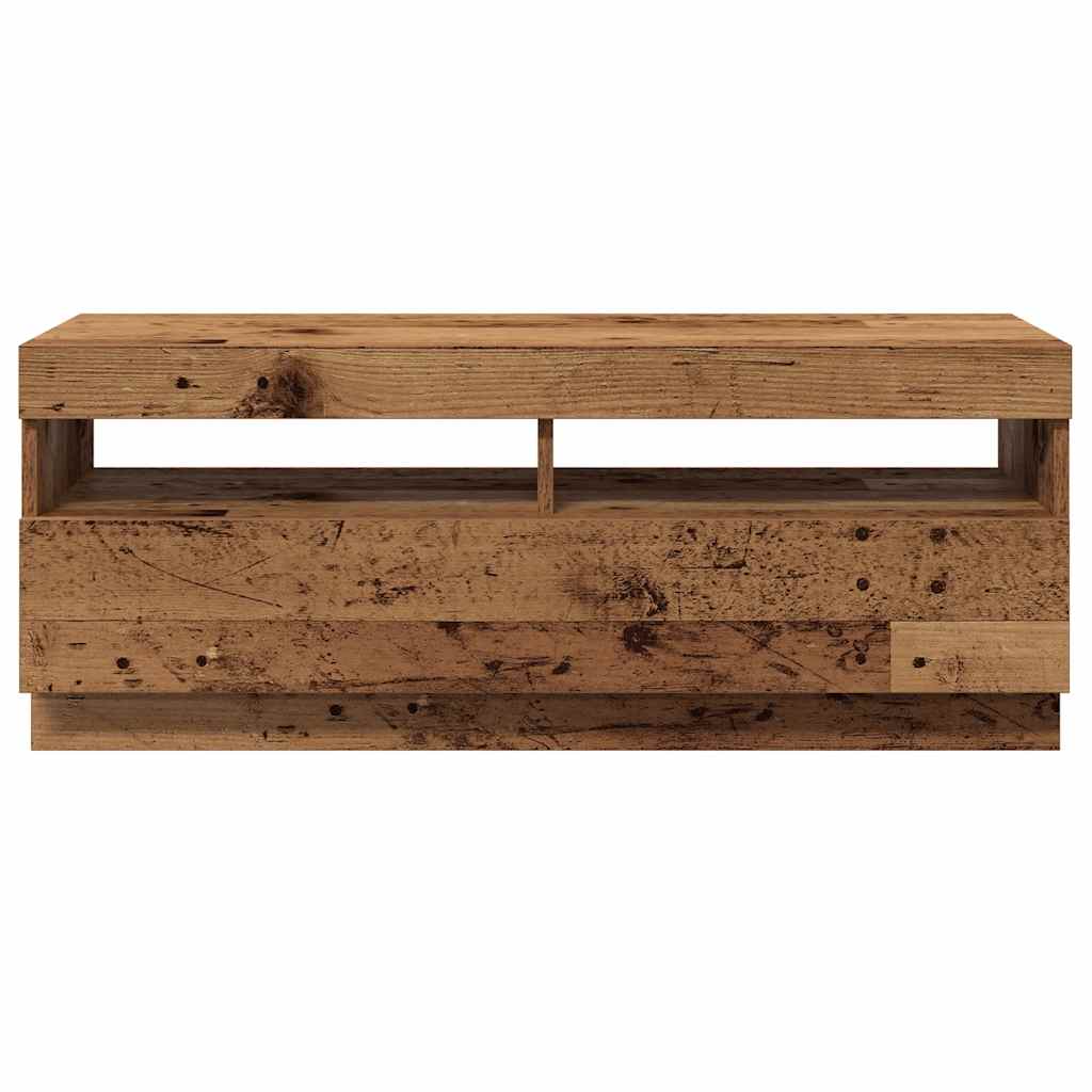 Meuble TV avec lumières LED vieux bois bois d'ingénierie - XIOS