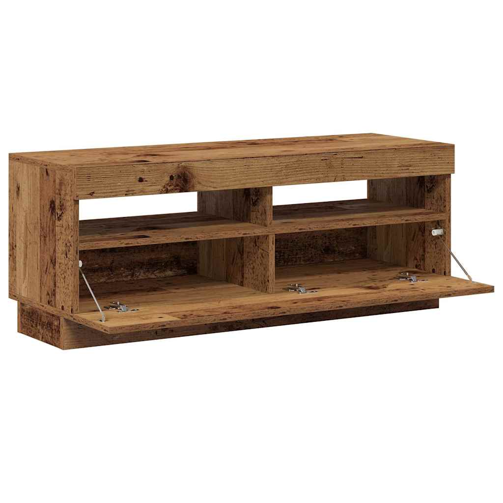 Meuble TV avec lumières LED vieux bois bois d'ingénierie - XIOS