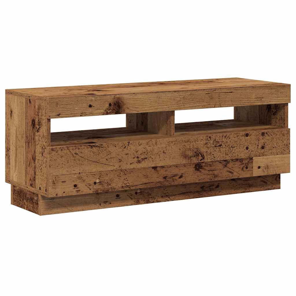 Meuble TV avec lumières LED vieux bois bois d'ingénierie - XIOS