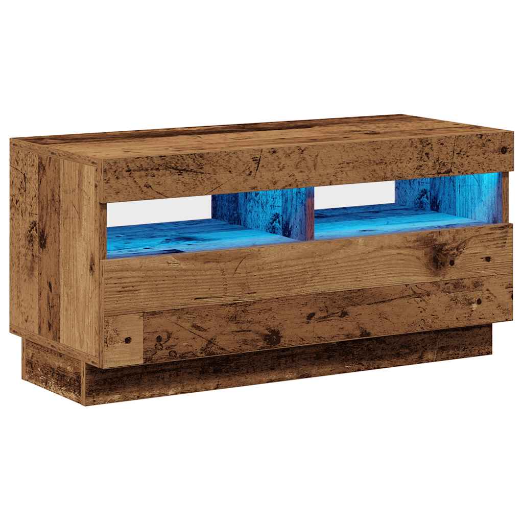 Meuble TV avec lumières LED vieux bois bois d'ingénierie - XIOS