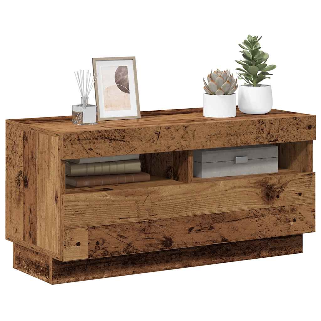 Meuble TV avec lumières LED vieux bois bois d'ingénierie - XIOS