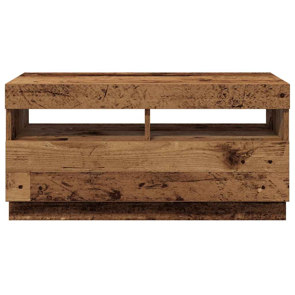 Meuble TV avec lumières LED vieux bois bois d'ingénierie - XIOS