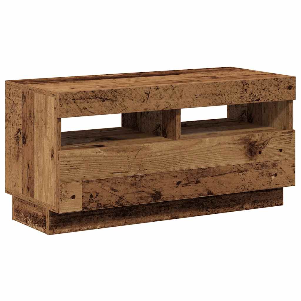 Meuble TV avec lumières LED vieux bois bois d'ingénierie - XIOS