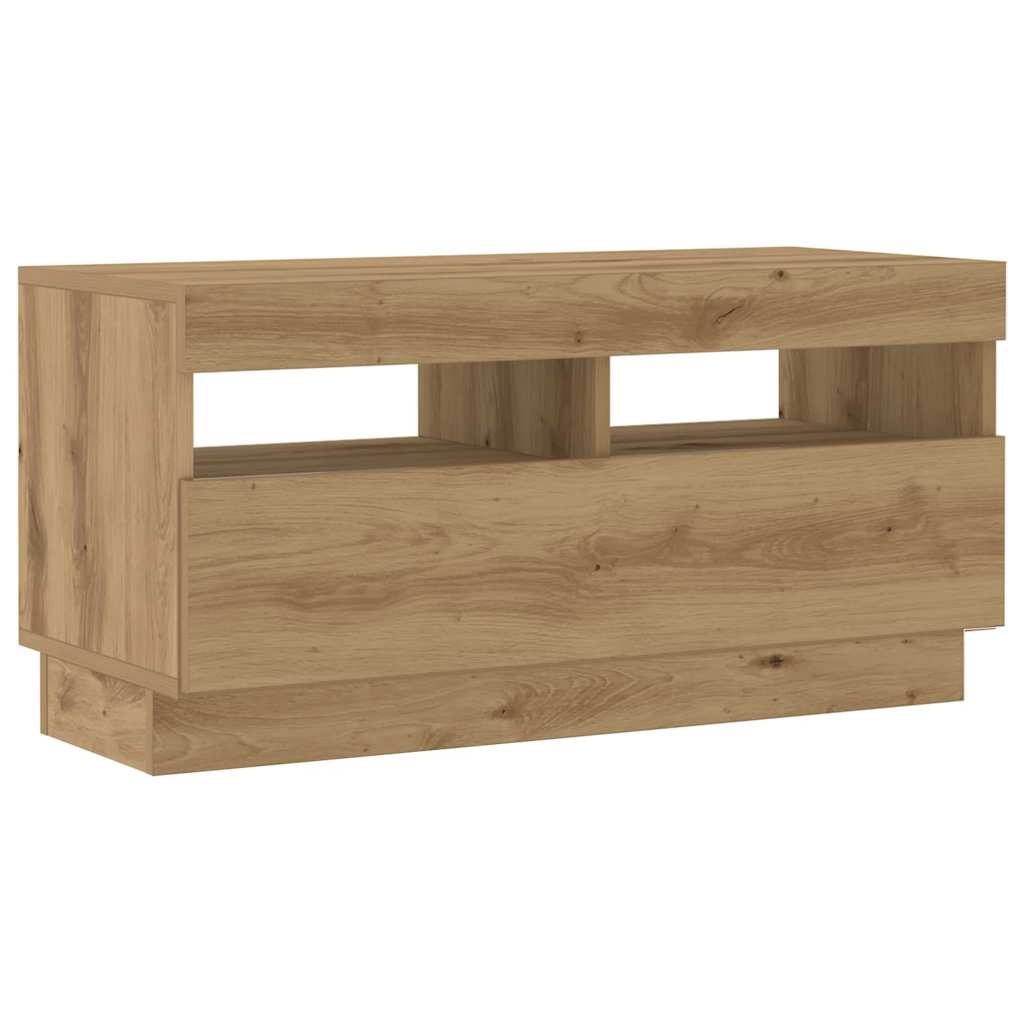Meuble TV avec lumières LED chêne artisanal bois d'ingénierie - XIOS