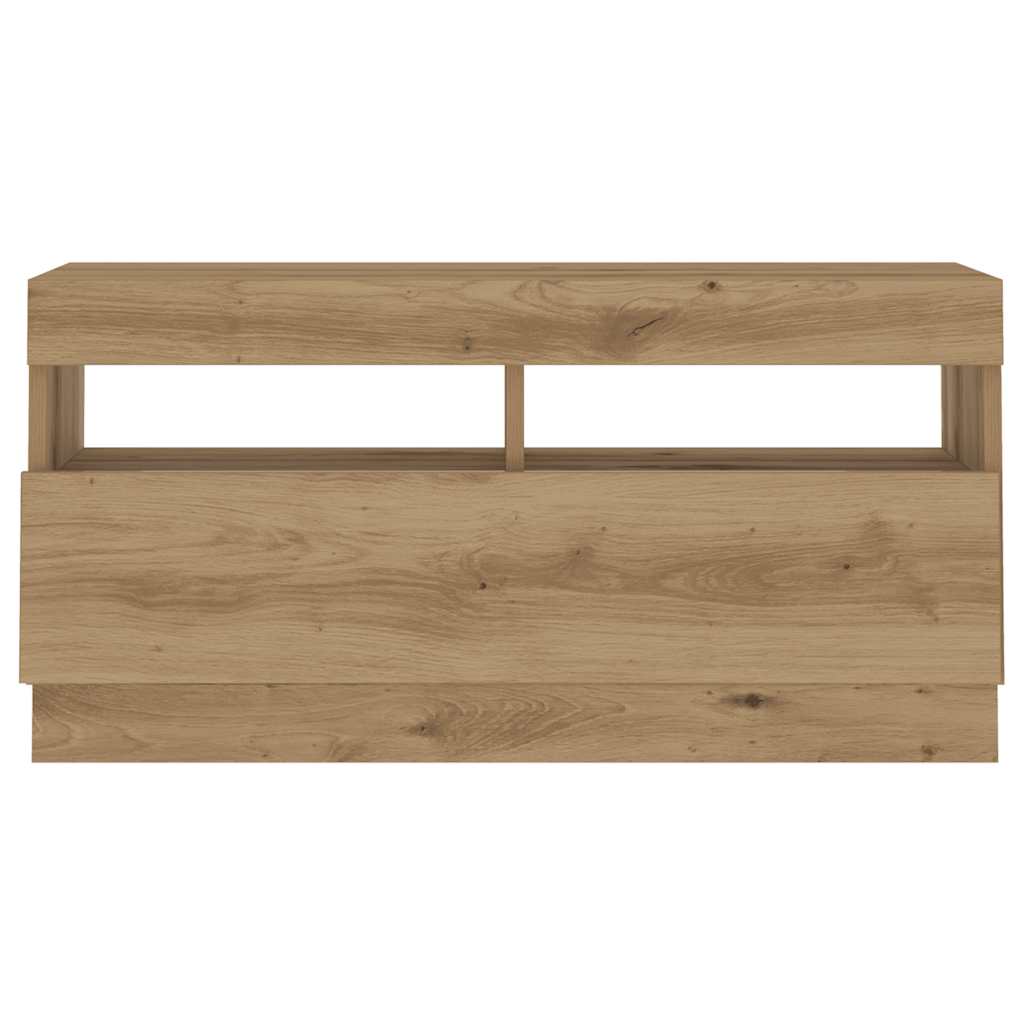 Meuble TV avec lumières LED chêne artisanal bois d'ingénierie - XIOS