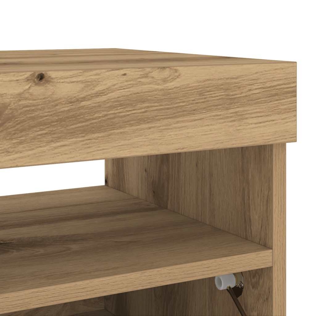 Meuble TV avec lumières LED chêne artisanal bois d'ingénierie - XIOS