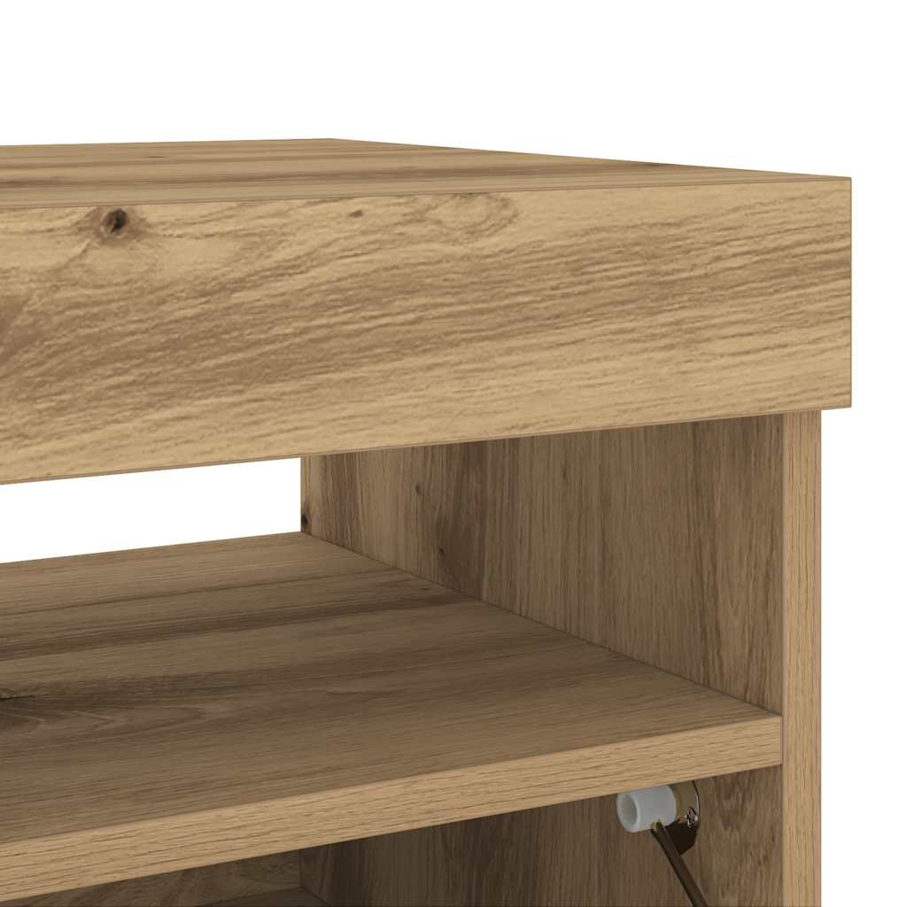 Meuble TV avec lumières LED chêne artisanal bois d'ingénierie - XIOS