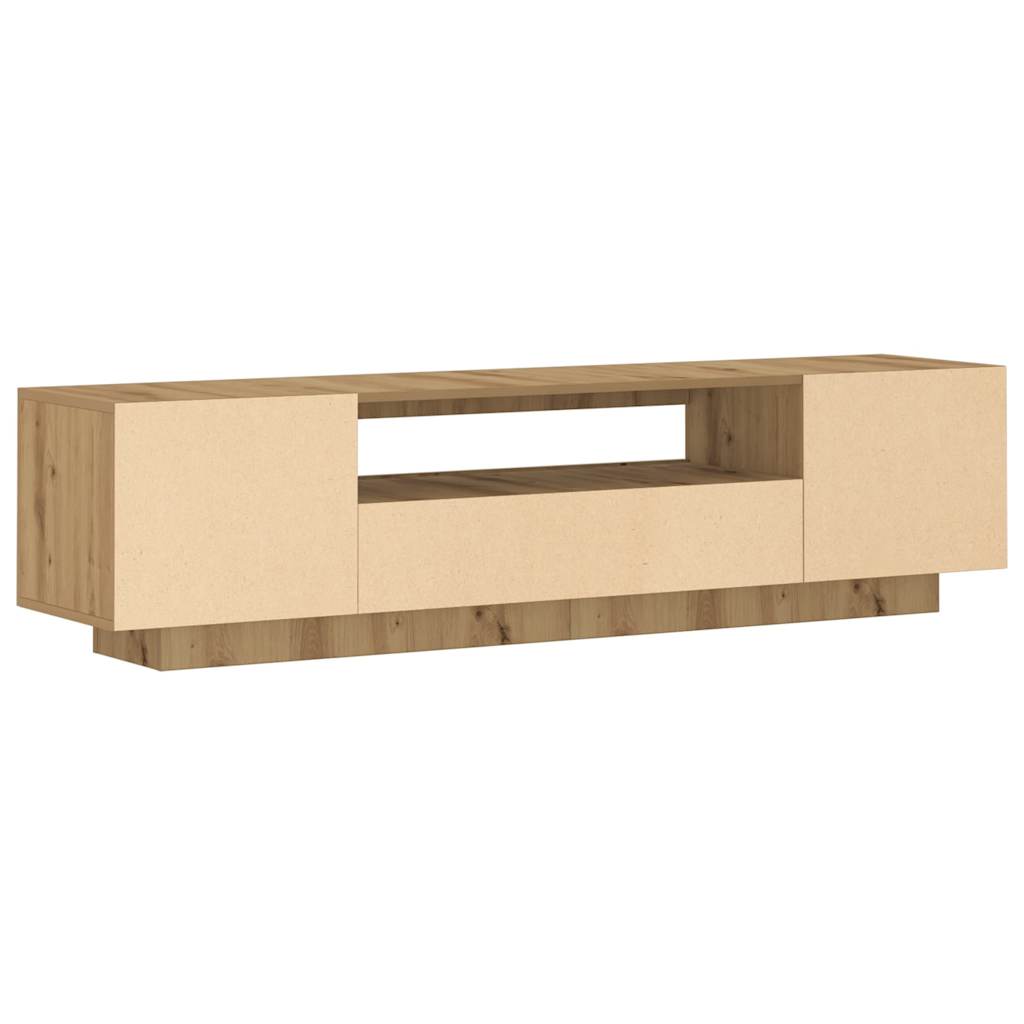 Meuble TV avec lumières LED chêne artisanal bois d'ingénierie