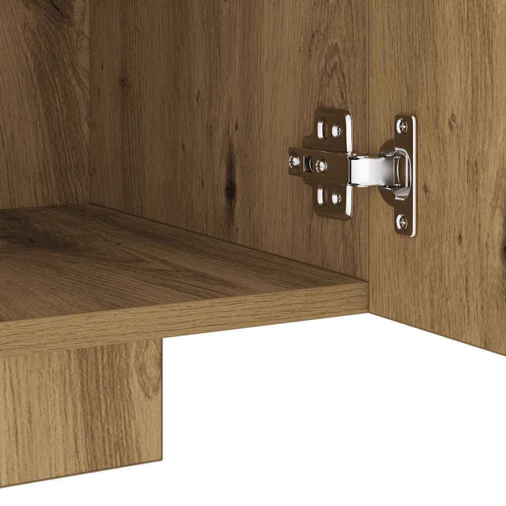 Meuble TV avec lumières LED chêne artisanal bois d'ingénierie