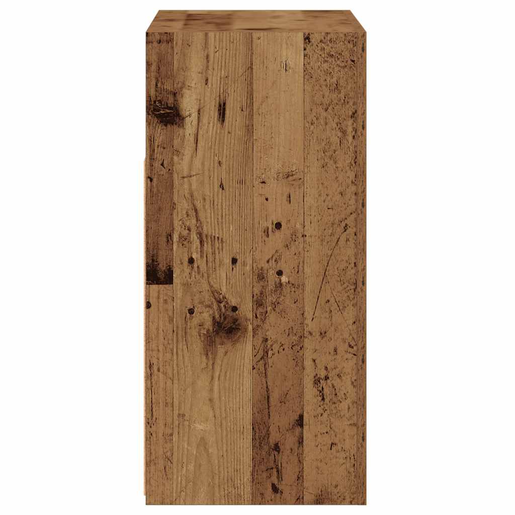 Buffet et lumières LED vieux bois 80x35x75 cm bois d'ingénierie - XIOS