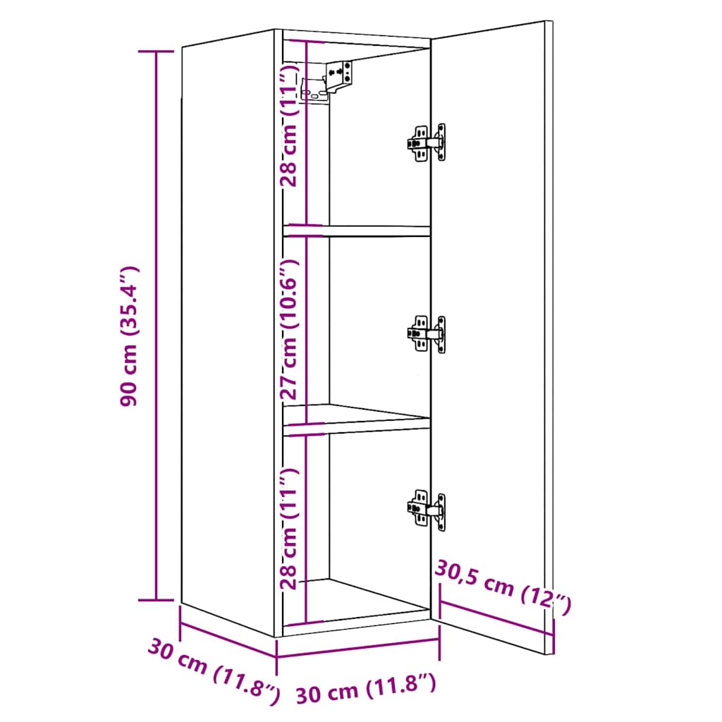 Meubles TV 2 pcs vieux bois 30,5x30x90 cm bois d'ingénierie - XIOS