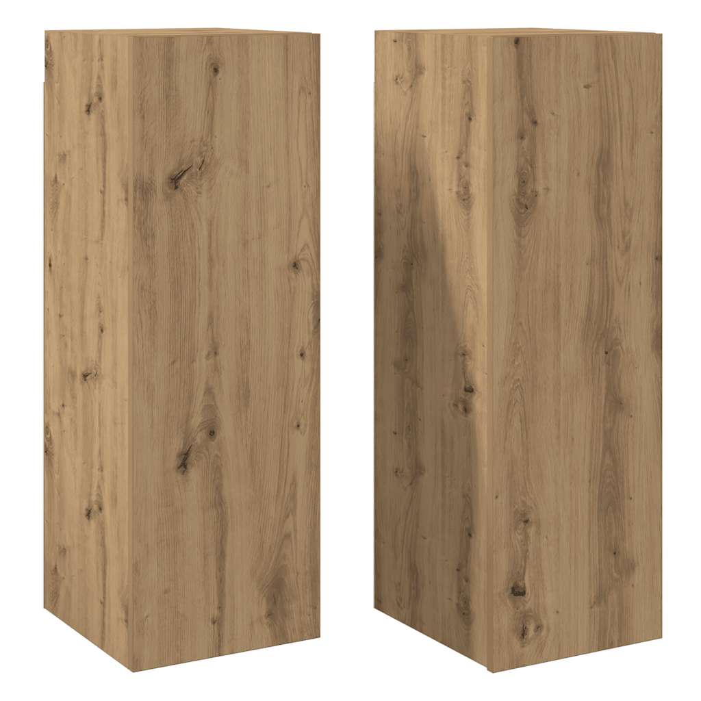 Meubles TV 2 pcs chêne artisanal 30,5x30x90cm bois d'ingénierie - XIOS