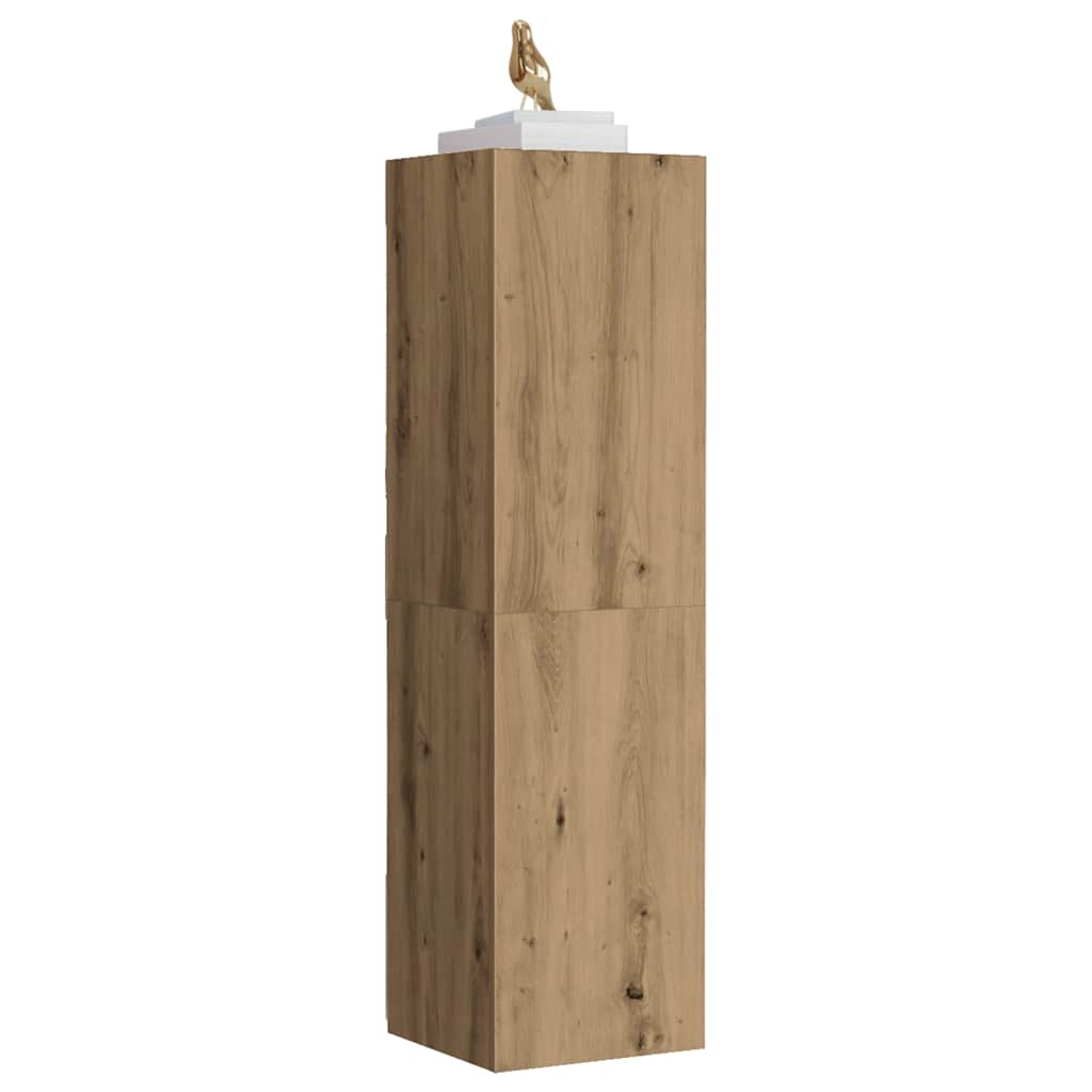 Meuble TV chêne artisanal 30,5x30x110 cm bois d'ingénierie - XIOS