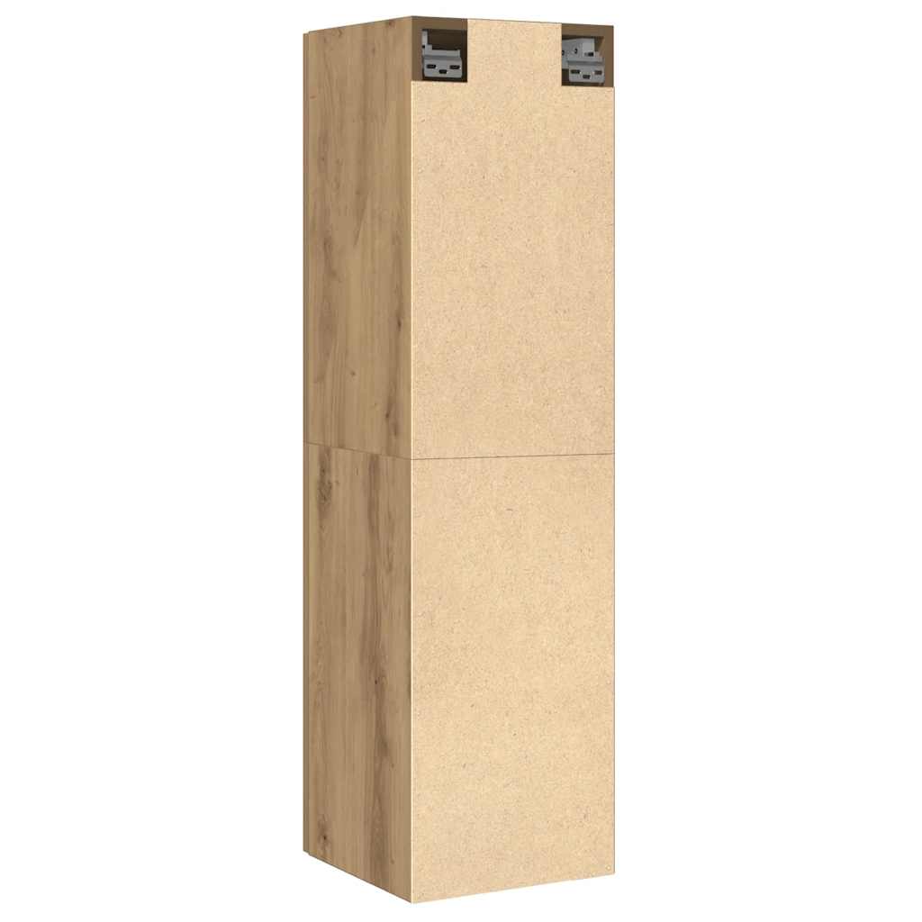 Meuble TV chêne artisanal 30,5x30x110 cm bois d'ingénierie - XIOS