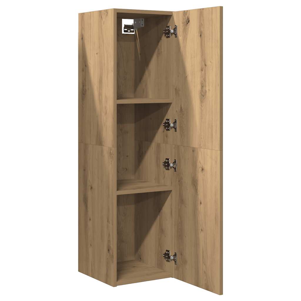 Meuble TV chêne artisanal 30,5x30x110 cm bois d'ingénierie - XIOS
