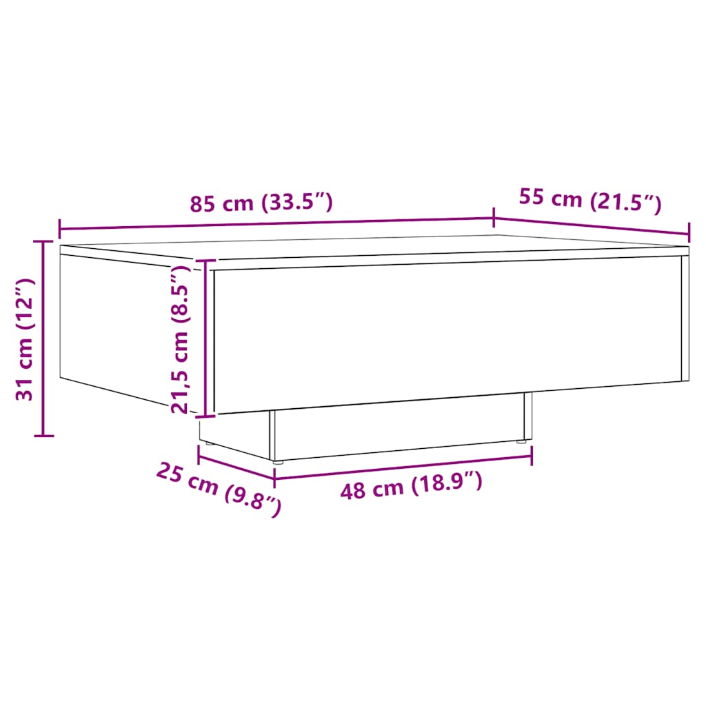 Table basse chêne artisanal 85x55x31 cm bois d'ingénierie - XIOS
