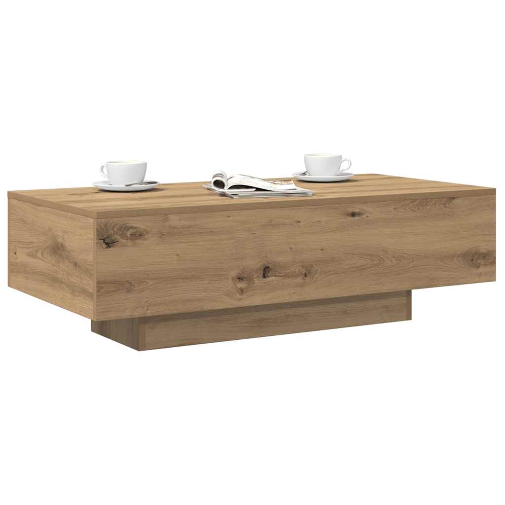 Table basse chêne artisanal 100x49,5x31 cm bois d'ingénierie - XIOS