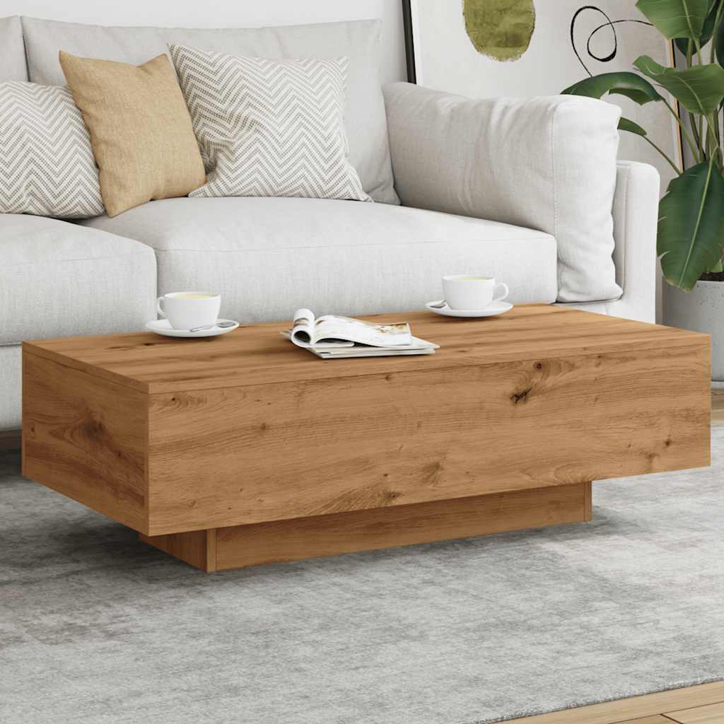 Table basse chêne artisanal 100x49,5x31 cm bois d'ingénierie - XIOS
